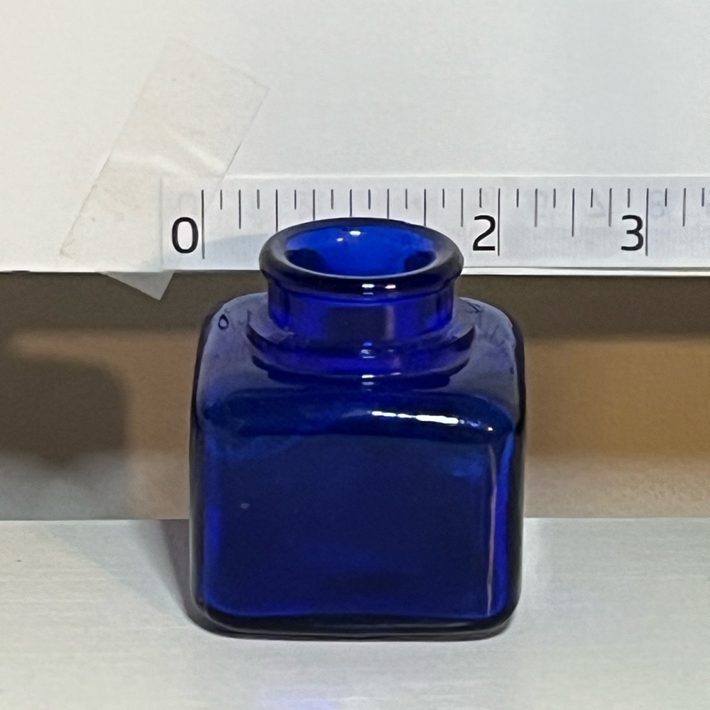 Vintage Colbalt Blue Glass Inkwell